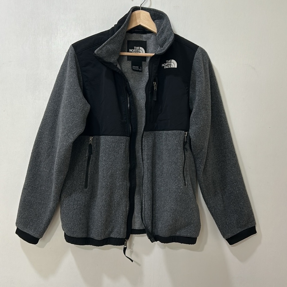 THE NORTH FACE YOUNG FLEECE JACKET GREY BLACK FULL ZIP UP Sz XL(18-20) - Picture 2 of 7